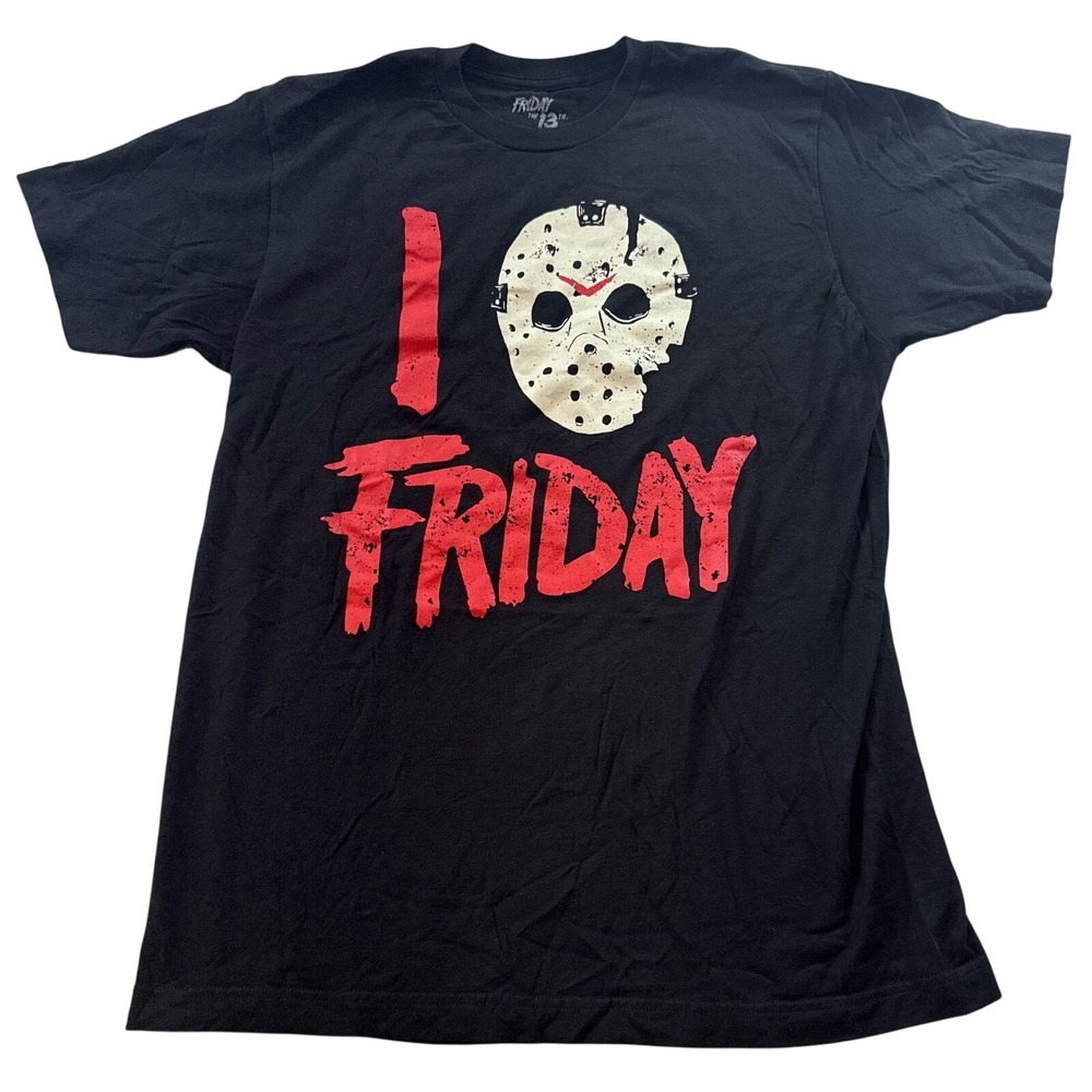 Friday The 13th Shirt Mens L Black Jason Mask Bioworld Horror Movie‎ Movie Tee L